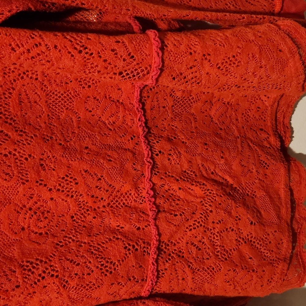 ❤️ FREE PEOPLE NOT COLD IN THIS LACE TOP, VIBRANT ORANGE, MEDIUM - Picture 6 of 15
